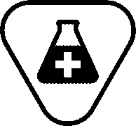Czarno-biały trójkątny znak ostrzegawczy przedstawiający butelkę z krzyżem w środku.